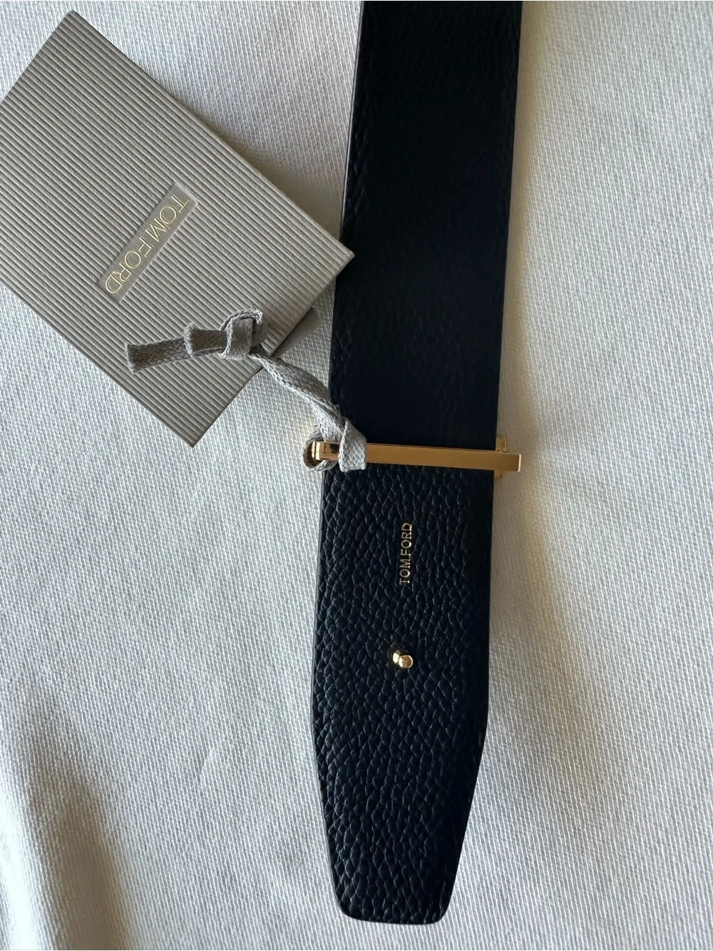 Reversible Tom Ford T Belt with Gold T-Bar Buckle